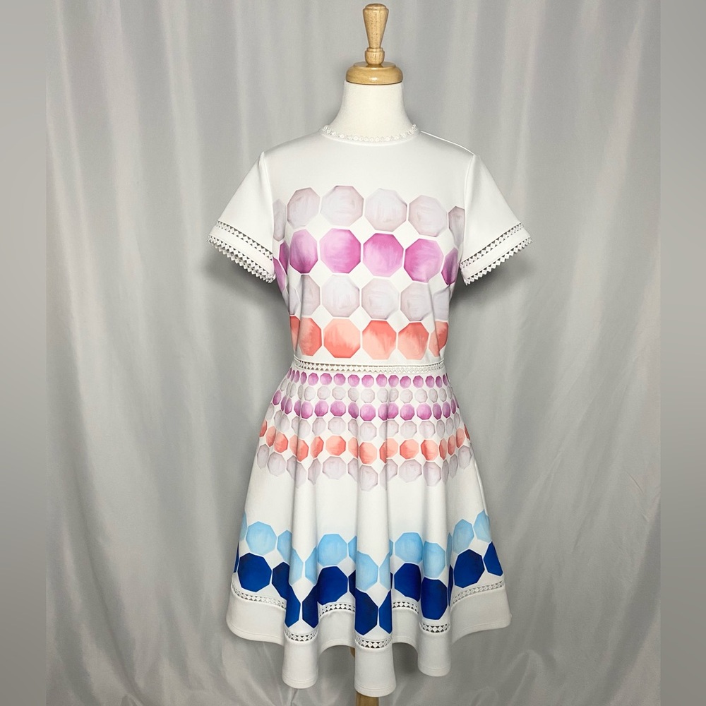 Ted Baker Colorful Hexagon Pattern Women’s Dress Size 3